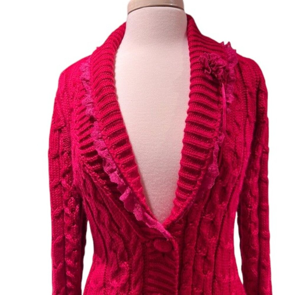 Betsey Johnson Y2K VIntage BLACK LABEL Pink Sweater Duster Coat Dress - Picture 8 of 10